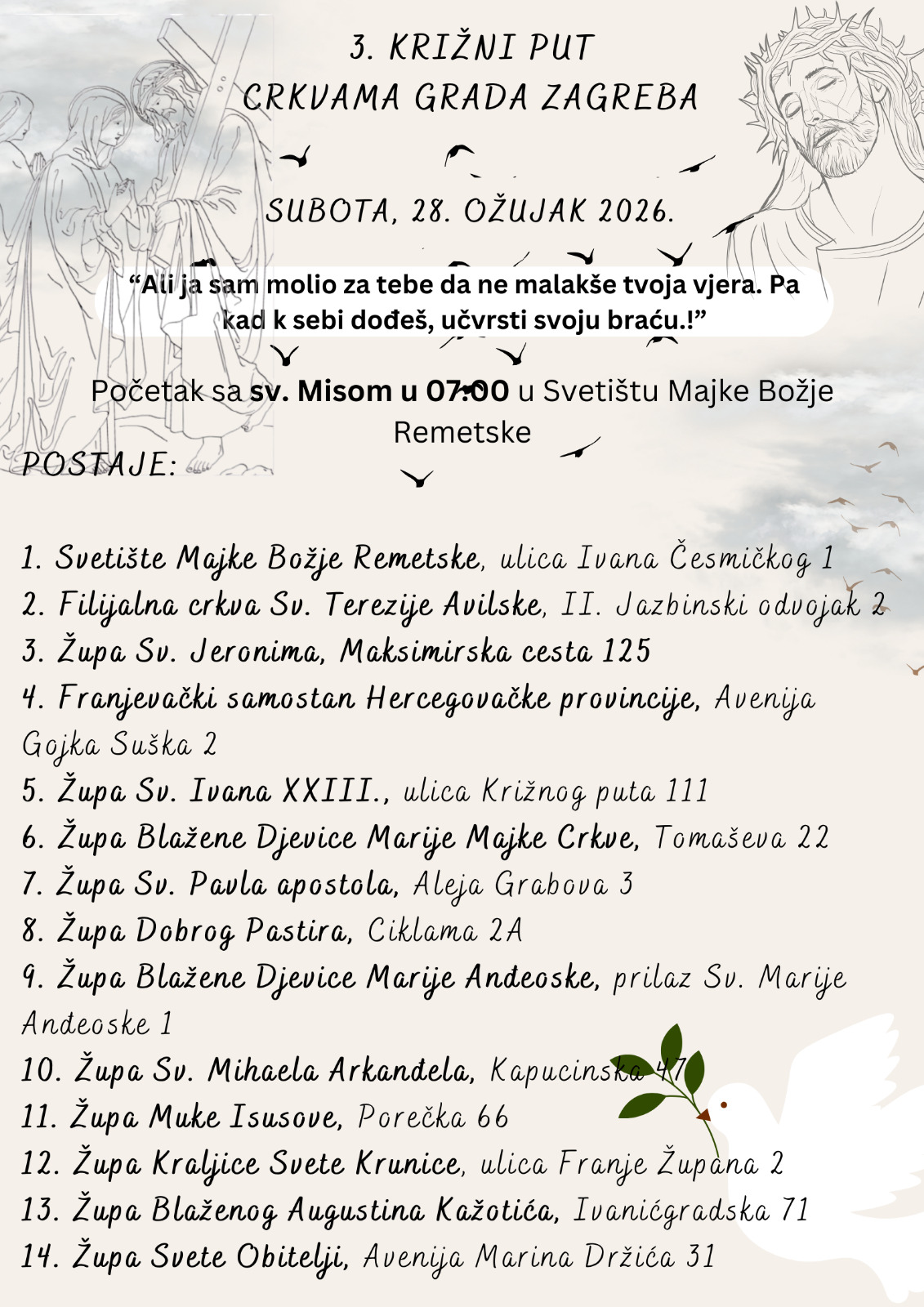 Križni put crkvama grada Zagreba