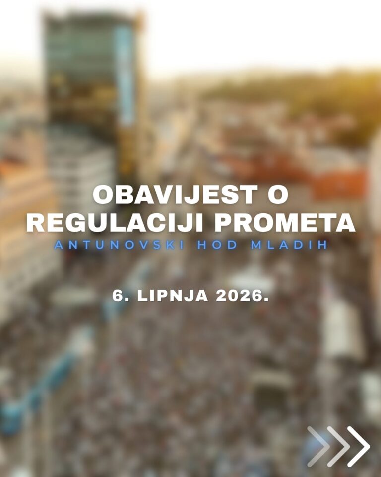 Privremena regulacija prometa povodom 8. Antunovskog hoda mladih
